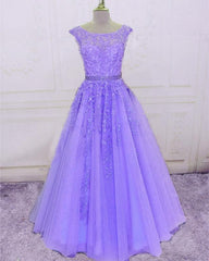 Modest Prom Dresses Cap Sleeves Lace Embroidery - RongMoon