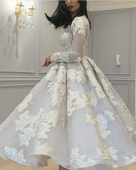 Ivory Ball Gown Lace Long Sleeves Dresses