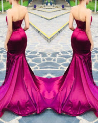 Velvet Sweetheart Corset Mermaid Prom Dresses Satin Split