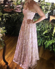 A-line Sweetheart Prom Dresses Lace Long