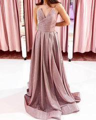 Light Pink Glitter Long Strapless Dress