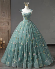 Ball Gown Embroidery Tulle Cottagecore Corset Dress - RongMoon