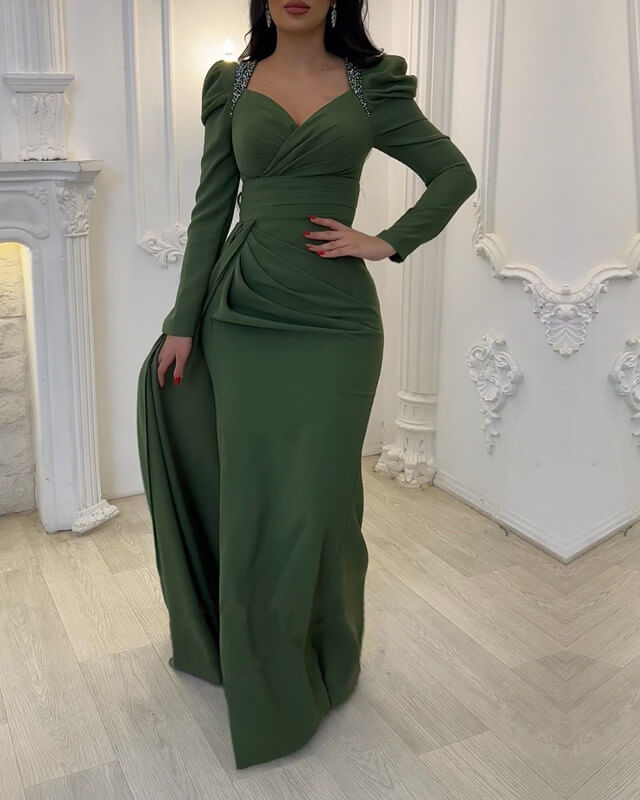 Sleeved Mermaid Sweeetheart Dress