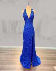 Mermaid Halter Sequin Split Dresses