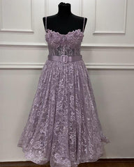 A-line Sweetheart Corset Midi Lace Dress - RongMoon