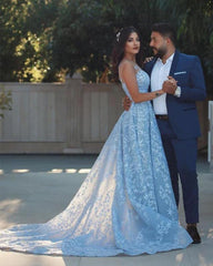 Blue Lace Sheath Split Dress - RongMoon