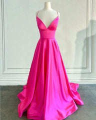 Hot Pink Satin Open Back Dress