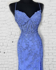 Mermaid Periwinkle Lace Overlay Dress