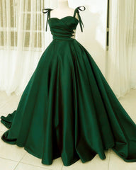 Bow Straps Sweetheart Ball Gown Satin Dress