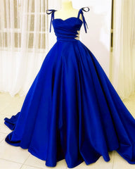 Bow Straps Sweetheart Ball Gown Satin Dress