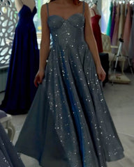 Silver Blue Sparkly Midi Corset Dress