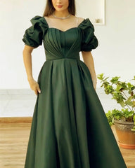 Short Sleeve Satin Ankle Length Dress