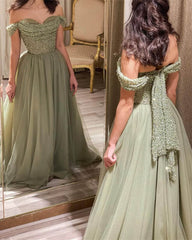 Sparkly Beaded Off The Shoulder Tulle Dress