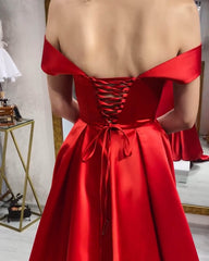 Long Red Satin Corset Back Dress