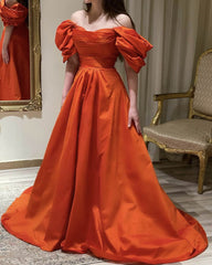 Off Shoulder Ruched Satin Ball Gown
