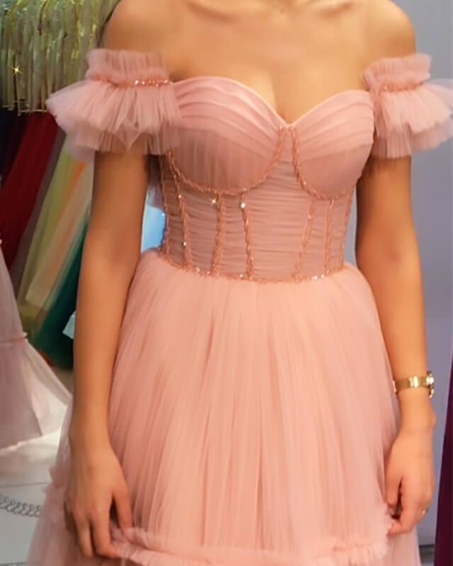 Blush Tiered Tulle Corset Dress - RongMoon