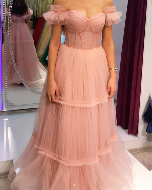 Blush Tiered Tulle Corset Dress - RongMoon