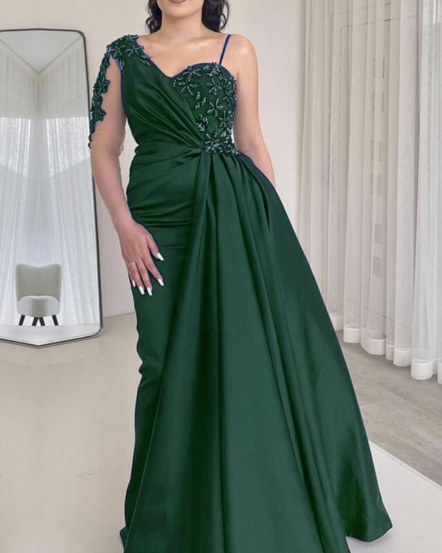 Mermaid Satin One Sleeve Dress - RongMoon