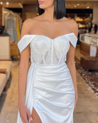 White Bodice Corset Mermaid Split Dress - RongMoon
