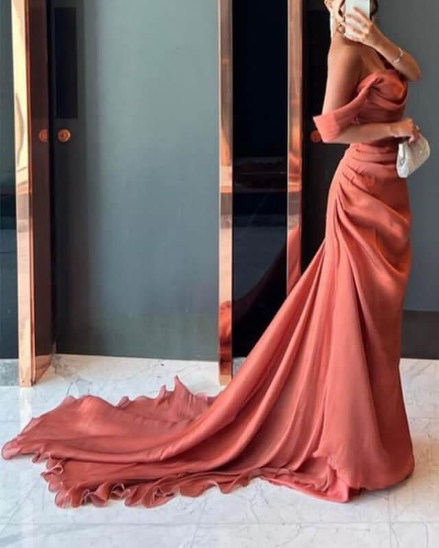 Mermaid Ruched Off The Shoulder Organza Dress - RongMoon
