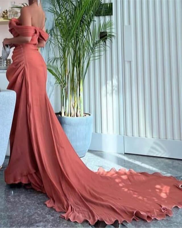 Mermaid Ruched Off The Shoulder Organza Dress - RongMoon
