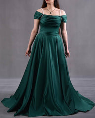 Off The Shoulder A-line Plus Size Satin Dress
