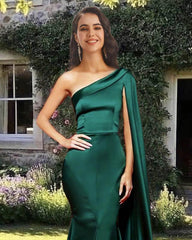 Mermaid One Shoulder Satin Gown - RongMoon