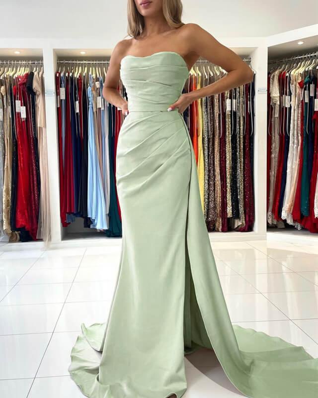 Long Mermaid Strapless Split Dress - RongMoon