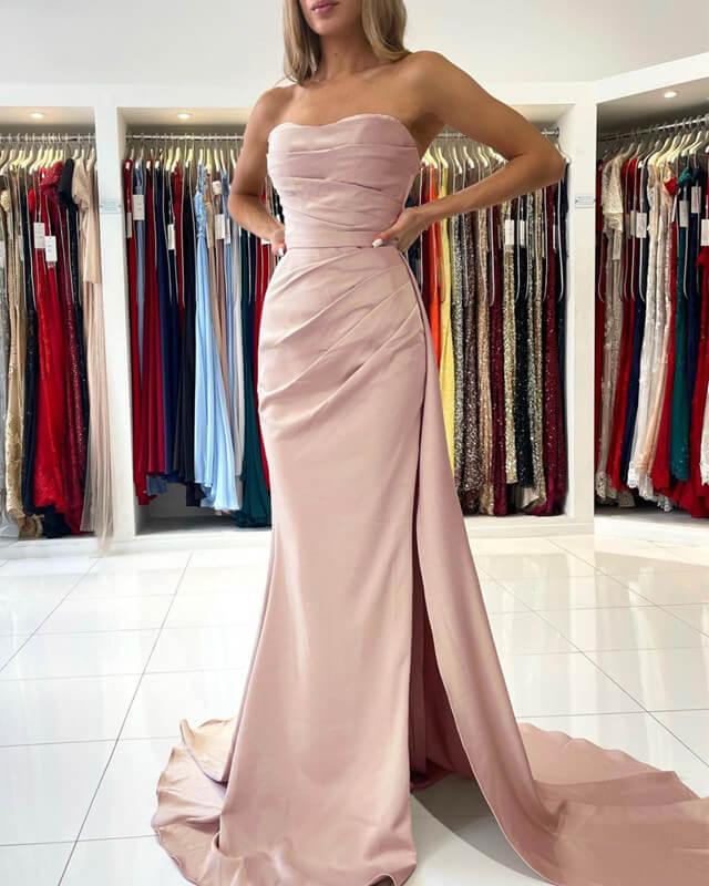 Long Mermaid Strapless Split Dress - RongMoon