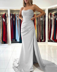Long Mermaid Strapless Split Dress - RongMoon