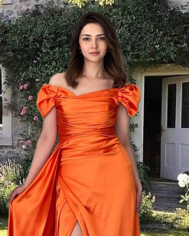 Mermaid Bright Orange Satin Dress - RongMoon