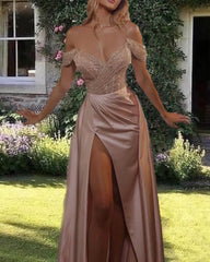 Mermaid Sparkly Sequin Off Shoulder Dress With Split - RongMoon