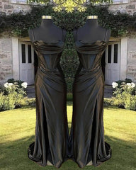 Mermaid Cowl Neck Satin Corset Dress With Straps - RongMoon