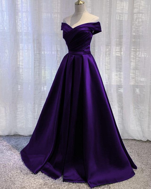 Long Prom Dresses Satin Off The Shoulder - RongMoon