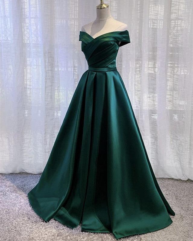Long Prom Dresses Satin Off The Shoulder - RongMoon