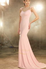 Trumpet/Mermaid Sweep Train Long Evening Dress with Beading