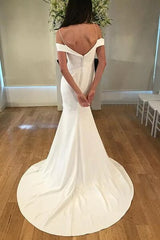 Satin Spaghetti Straps Simple Mermaid Wedding Dress