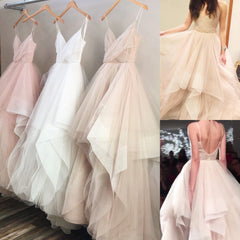V Neck Organza Ruffles Princess Wedding Gowns 2017 Sexy