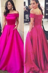 Modern Ball Gown Off-the-Shoulder Sweep Train Prom Dresses