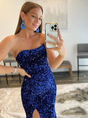 Black Sequin Sparkle Trumpet Mermaid Prom Dress With Slit