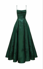 Emerald Green Spaghetti Straps Prom Dress A-line Evening Dress    cg24974
