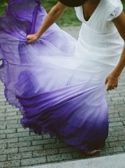 Colored Wedding Dresses, Purple and White Wedding Dress, Ombre Wedding Dress prom Dress   cg11274