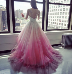 Sparkly Beading Long Sleeve Ombre Wedding Dresses With Layered Bridal prom Gown   cg13775