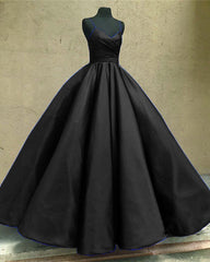 Ball Gown Dresses Satin V-neck Spagetti Straps