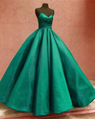 Ball Gown Dresses Satin V-neck Spagetti Straps