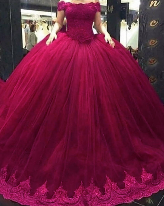 Ball Gown Off The Shoulder Dresses Lace Appliques