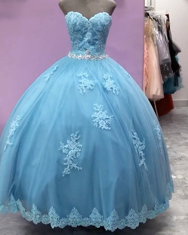 Tulle Quinceanera Dresses Sweetheart Appliques Beaded Sashes