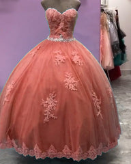 Tulle Quinceanera Dresses Sweetheart Appliques Beaded Sashes