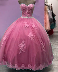 Tulle Quinceanera Dresses Sweetheart Appliques Beaded Sashes