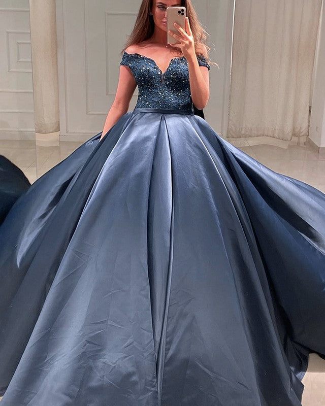 Ball Gown Quinceanera Dresses Lace Beaded Off Shoulder